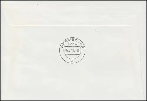 Dernier vide de boîte aux lettres Ancien Porto / Nouvelle monnaie Lettre d'urgence BERLIN 1.7.1990