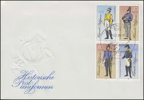 2997-3000II Colloque de uniformes postaux: quatre blocs de bijoux-FDC ESSt BERLIN