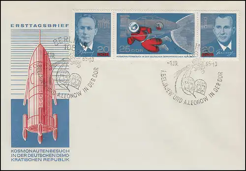 1138-1140 Kosmonauten-Zusammendruck Dreierstreifen W Zd 159 Schmuck-FDC ESSt