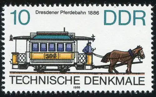 3015 Straßenbahnen 10 Pf: weißer Fleck links oben im Dach, Feld 12, **