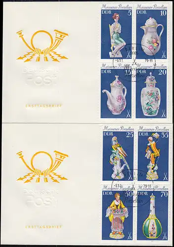 2464-2471 Porcelaine de Meissener 1979, 2 quadruples ZD sur FDC 1 et FDP 2