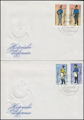 2997-3000I Historische Postuniformen I / RaTdr., Satz auf FDC 1 und FDC 2