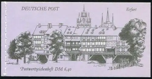 MH 10 Erfurt 1990 Naht fluoreszierend, 4.DS: weißer Punkt unter der Wartburg, **