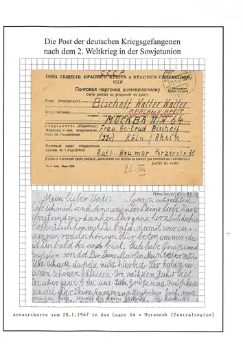Poste prisonnier de guerre Carte de réponse Cologne Camp 64 Morsansk CCP couru 31.1.1947