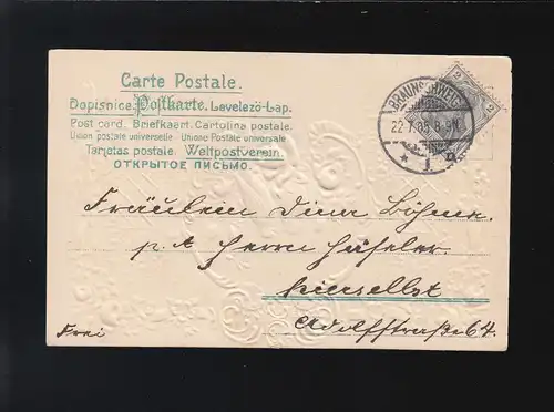 Hirondelle Poitrine ornement, Félicitations, Braunswick 22.7.1905