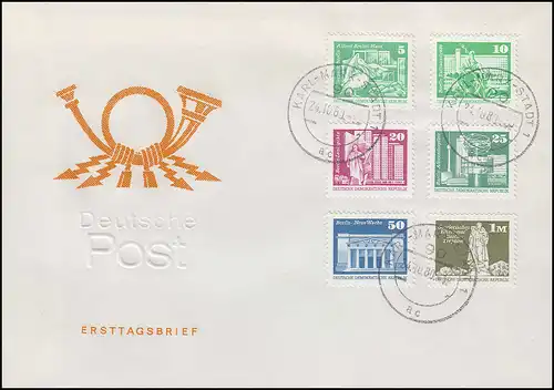 1868ff Kleinformat: 6 Werte in RaTdr. auf Schmuck-Brief KARL-MARX-STADT 24.10.80