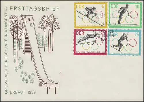 1000-1003 Olympia: Jeux d'hiver Innbruck 1963 - Kit sur les bijoux-FDC ESSt Berlin