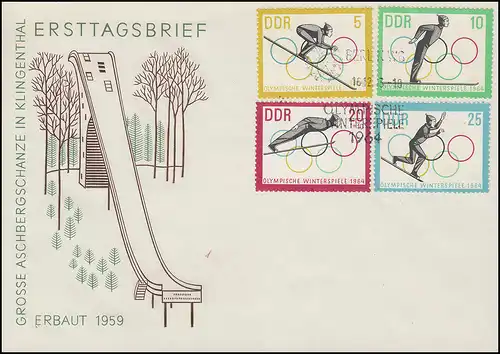 1000-1003 Olympia: Winterspiele Innbruck 1963 - Satz auf Schmuck-FDC ESSt Berlin