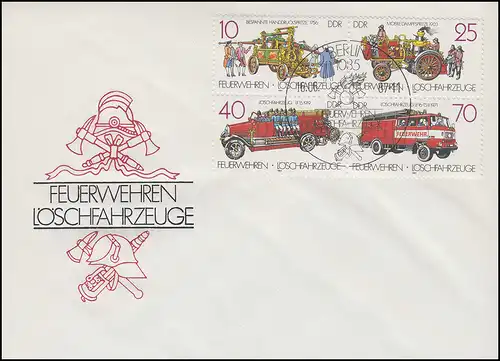 3101-3104 Feuerwehren: Löschfahrzeuge 1987 - Viererblock-ZD auf Schmuck-FDC