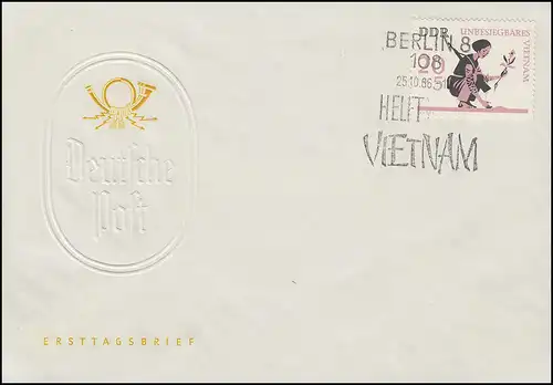 1220 Unbesiegbares Vietnam 1966 - Marke auf Schmuck-FDC ESSt BERLIN 25.10.66