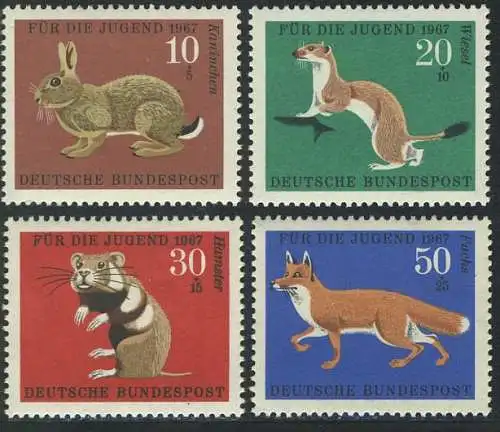 529-532 Jugend Pelztiere 1967, Satz **