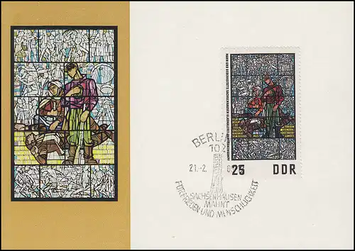 1348 Mémorial de Sachsenhausen: vitraux 25 centimes sur MK ESSt 21.2.1968