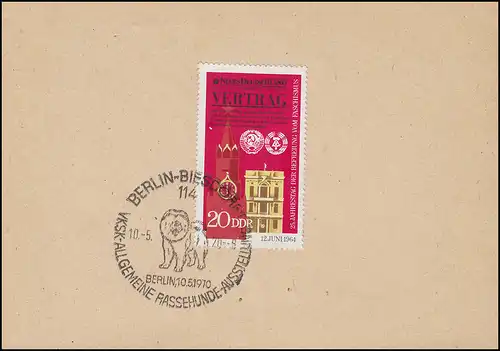 Sonderstempel BERLIN-BIESDORF VKSK Rassehunde Ausstellung 10.5.70 auf Vorlage