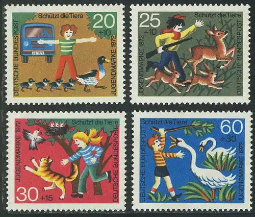711-714 Jugend Tierschutz 1972, Satz ** postfrisch