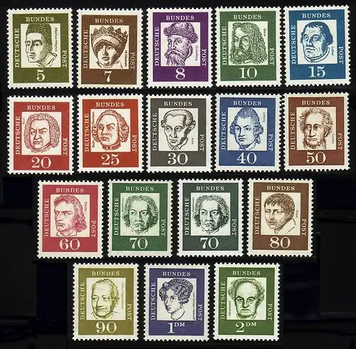 347y et suiv. Allemands importants 17 valeurs, ensemble frais de port ** complet