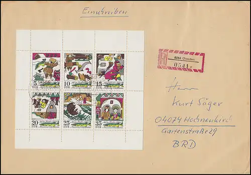 1901-1906 Petite arc de conte de fées 1973 sur lettre R DRESDEN 15.1.74 à Hochneukirch