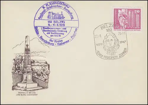 Transport postal spécial train traditionnel de la FLÄMINGSCHAU SSt BELZIG 27.9.1975