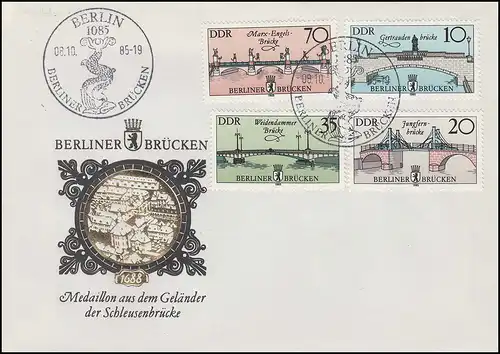 2972-2975 Historische Brücken in Berlin 1985 - Satz auf Schmuck-FDC ESSt Berlin