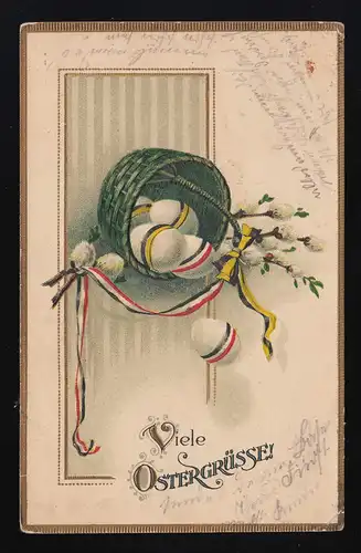 Beaucoup de salutations de Pâques! Panier Eegeler Bande de couleurs de l'Ascholding, 30.3.1918
