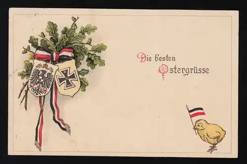 Küken Reichsflagge, Eisernes Kreuz, Ostergrüsse Hanerau-Hademarschen 3.5.1915