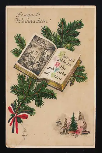 Gloire à Dieu dans la haute et la paix, soldats sapin de Noël Mülheim 22.12.1916