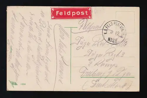 Durch Kampf zum Sieg! Kranz Klee Reichsadler Flaggen K.D. Feld Poststation 6.12.