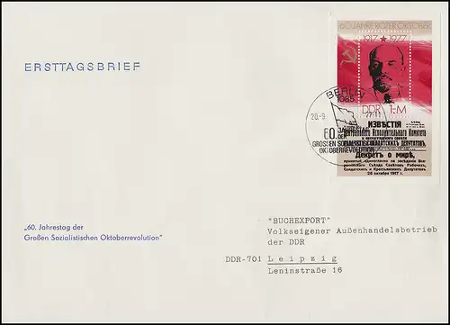 Bloc 50 Révolution Octobre Lénine 1977 sur Bijoux-FDC Livre-Export ESSt Berlin