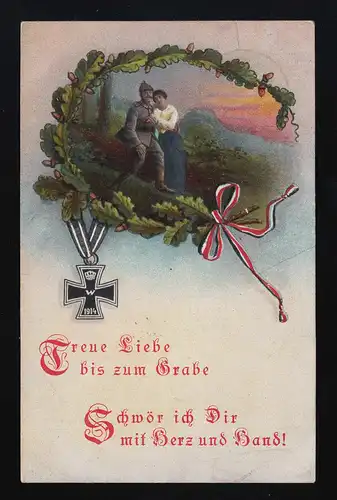 Amour fidèle jusqu'au tombeau, soldat Femme bois, Croix de fer, Viechach 5.3.1916