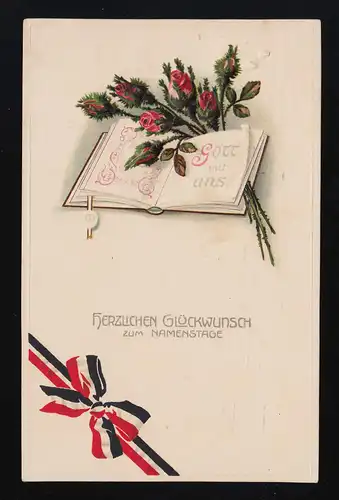 Dieu avec nous, Bible Roses, Félicitations Noms de Richs couleurs, Baumberg 2.12.1915