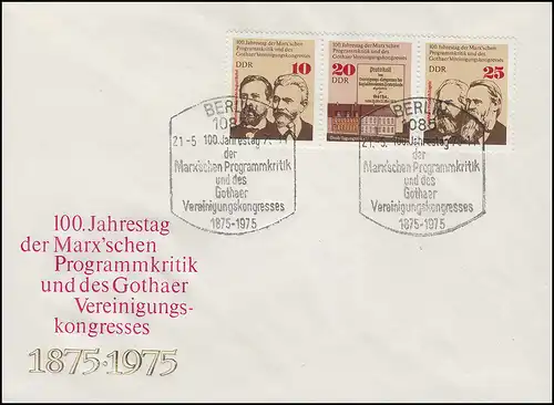 2050-2052 Karl Marx und SED 1975 - Zusammendruck WZd328 Schmuck-FDC ESSt Berlin