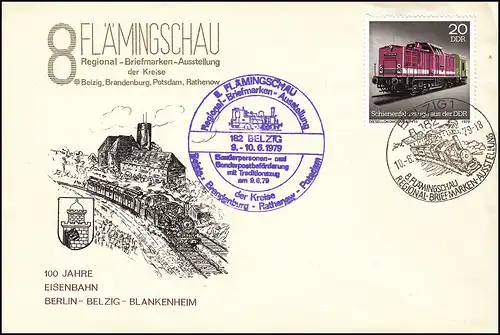 Sonderbeförderung Traditionszug zur 8. FLÄMINGSCHAU Brief SSt BELZIG 10.6.1979