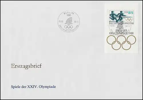 Bloc 94 Olympia: Jeux olympiques d'été de Séoul 1988 sur le FDC de bijoux ESSt Berlin