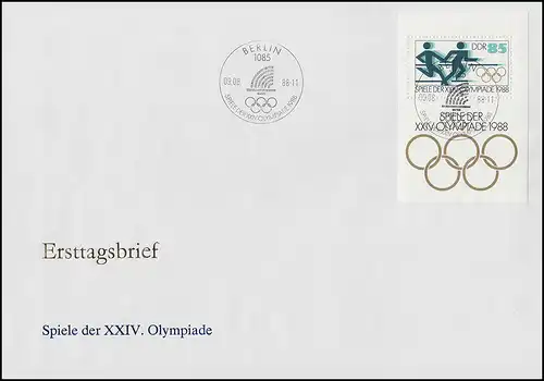 Block 94 Olympia: Olympische Sommerspiele Seoul 1988 auf Schmuck-FDC ESSt Berlin