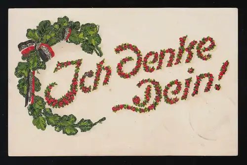 Eichenlaub Band Reichsfarben, Ich denke dein, floral, Reichenbach 31.12.1916