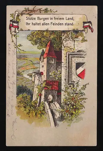 Châteaux fiers en campagne libre, château d'armoiries rivière Vignobles, Worms 23.5.1916