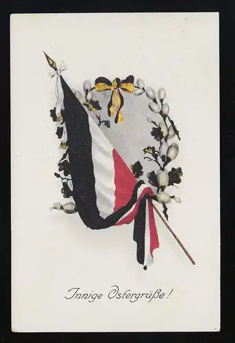 Reichsflagge Couronne des Chattes de Pâques, Inniige Pästergüße, Basel 3.4.1917