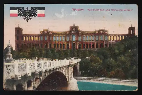 Munich Maximillianeum Maximilian-Brücke Reichsadler, Munich 16.3.1916