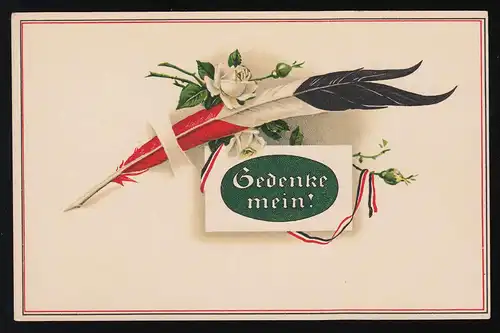 Souviens-toi de moi ! Plume en couleurs riches avec des roses blanches, sans usage