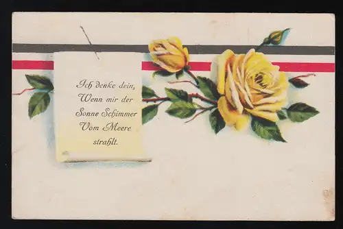 Ich denke dein, wenn mir der Sonne Schimmer Rose Reichsfarben gelaufen 24.2.1916