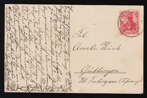 Korb rot rosa Nelken Band in Reichsfarben Glückwunsch Geburtstag, Isny 6.11.1916