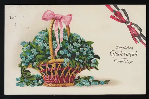 N'oubliez pas le panier de boucles bandes Félicitations anniversaire, Berlin 31.1.1916