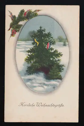 Sapin neige Vignes Salut de Noël Sarrebruck 25.12.1917