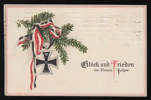 Glück und Frieden im neuen Jahre, Reichsfarben Eisernes Kreuz Berlin 30.12.1918