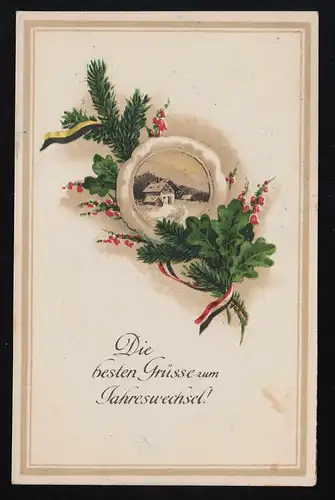 Hiver Idylle Bandes de riz rudimentaires Salutation fin de l'année, Wiblingen 1918