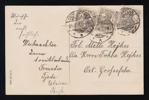 Adler mit Reichsflagge Rhein, Wünsche Grüsse Namenstag, Grossefehn 24.12.1918