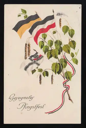 Béni fête de la Pentecôte, feuillage des épis drapeaux du Reichsflagge, Coblenz 215..1915