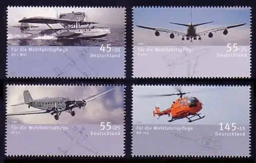 2670-2673 Wofa Luftfahrzeuge 2008 - Flugboot Airbus Junkers Hubschrauber **