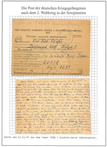 Kriegsgefangenenpost Kohtla Järve Lager 7289 Russland nach Dortmund 11.11.1947