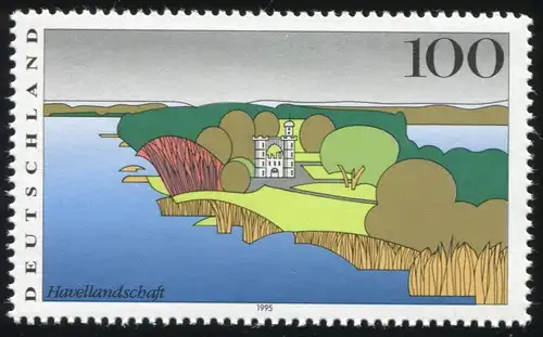 1808I Paysage Havel: trait bleu en bas à droite dans la marge de la marque, case 3, **