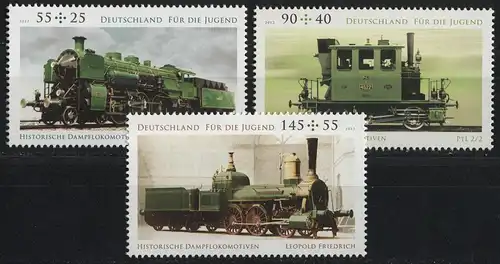 2946-2948 Jeunesse: Locomotives à vapeur historiques, ensemble ** post-fraîchissement